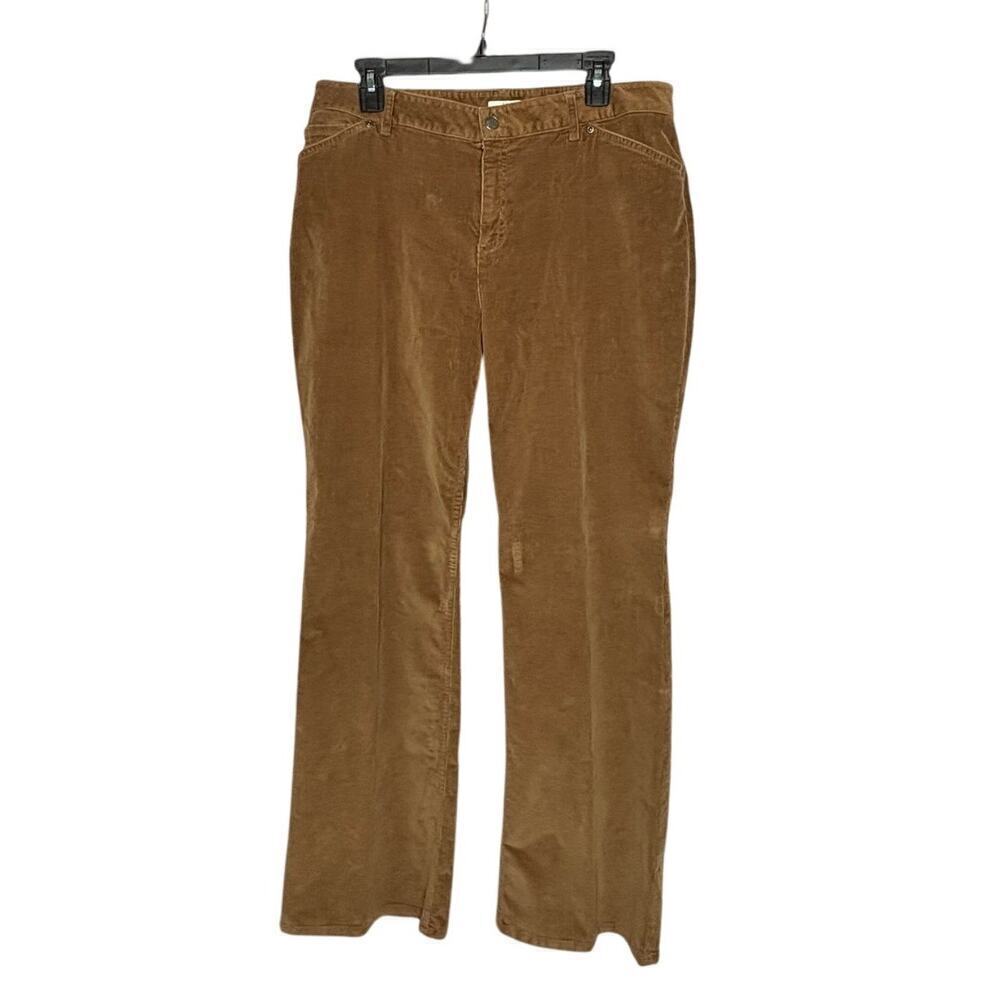 J. Jill Brown Micro Corduroy High Rise Wide Straight Leg Pants Size 14